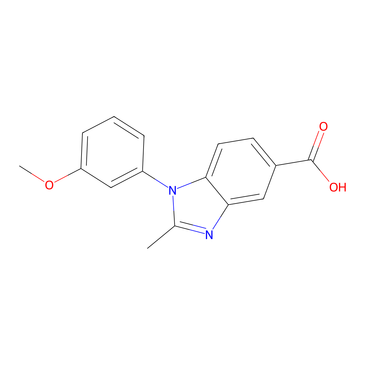 1-(3-methoxyphenyl)-2-methyl-1H-benzimidazole-5-carboxylic acid molecular structure, CAS 452088-72-1