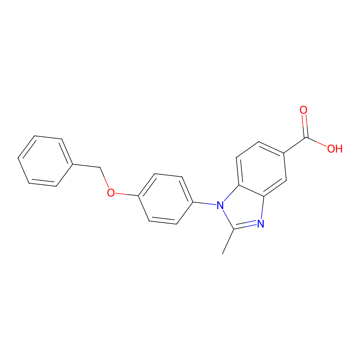 1-[4-(benzyloxy)phenyl]-2-methyl-1H-benzimidazole-5-carboxylic acid molecular structure, CAS 452088-73-2