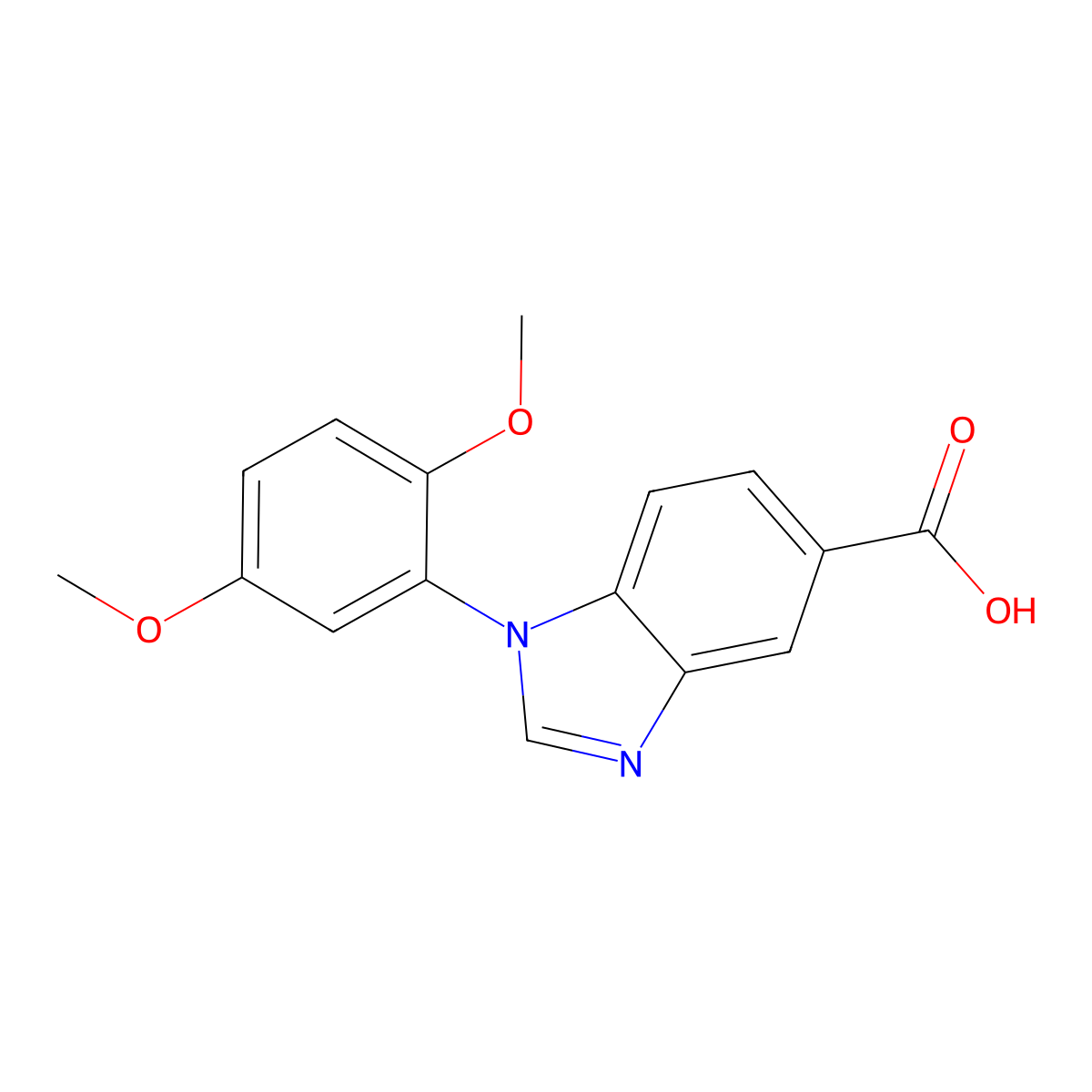 1-(2,5-dimethoxyphenyl)-1H-benzimidazole-5-carboxylic acid molecular structure, CAS 452088-81-2