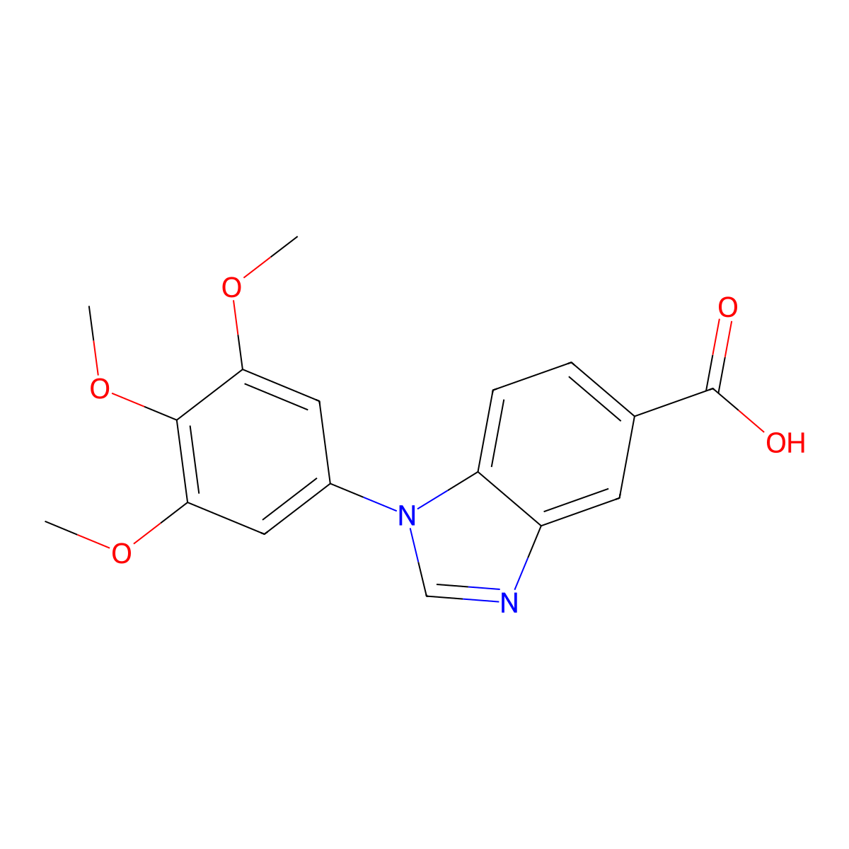 1-(3,4,5-trimethoxyphenyl)-1H-benzimidazole-5-carboxylic acid molecular structure, CAS 452088-85-6