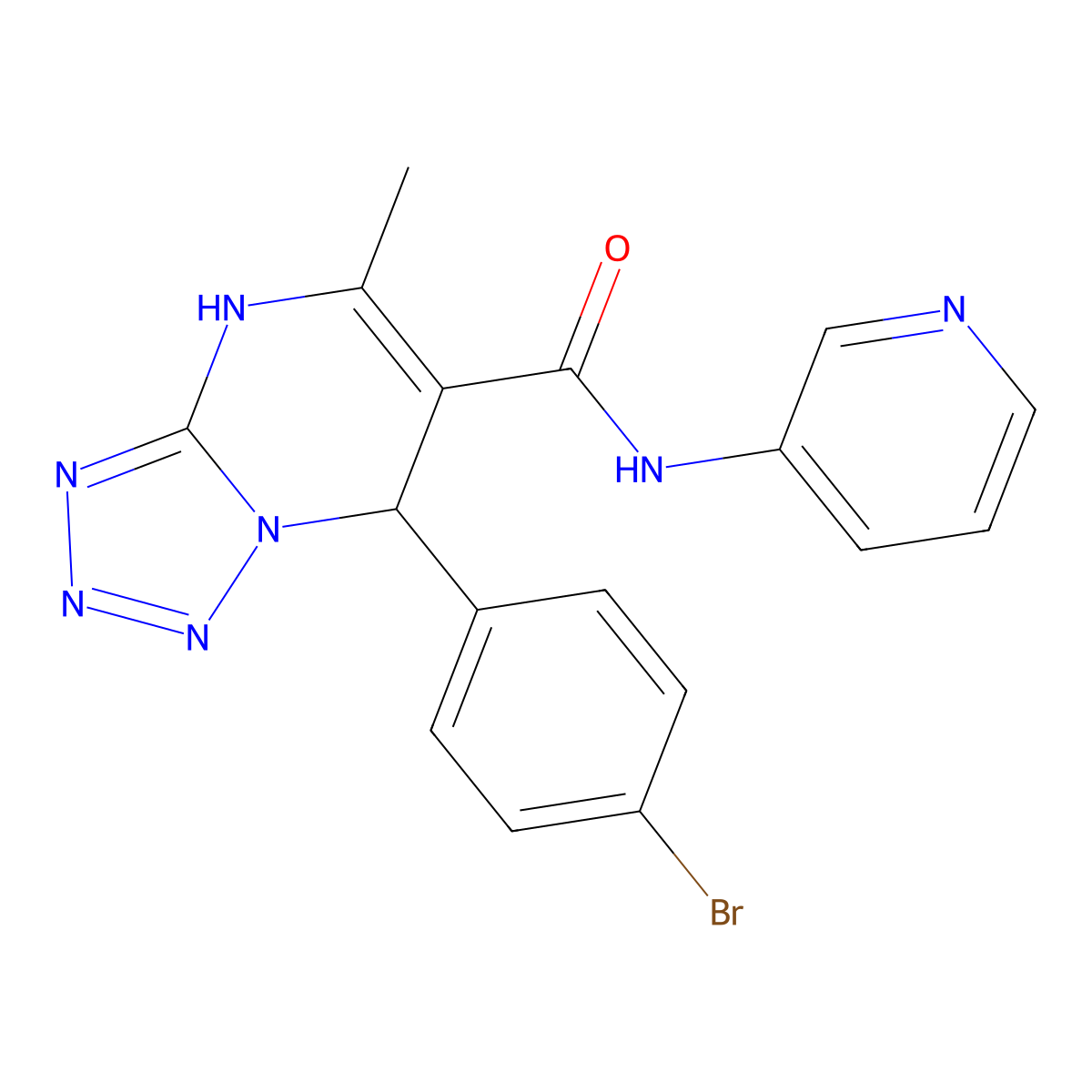 7-(4-bromophenyl)-5-methyl-N-(pyridin-3-yl)-4,7-dihydrotetrazolo[1,5-a]pyrimidine-6-carboxamide molecular structure, CAS 452089-06-4
