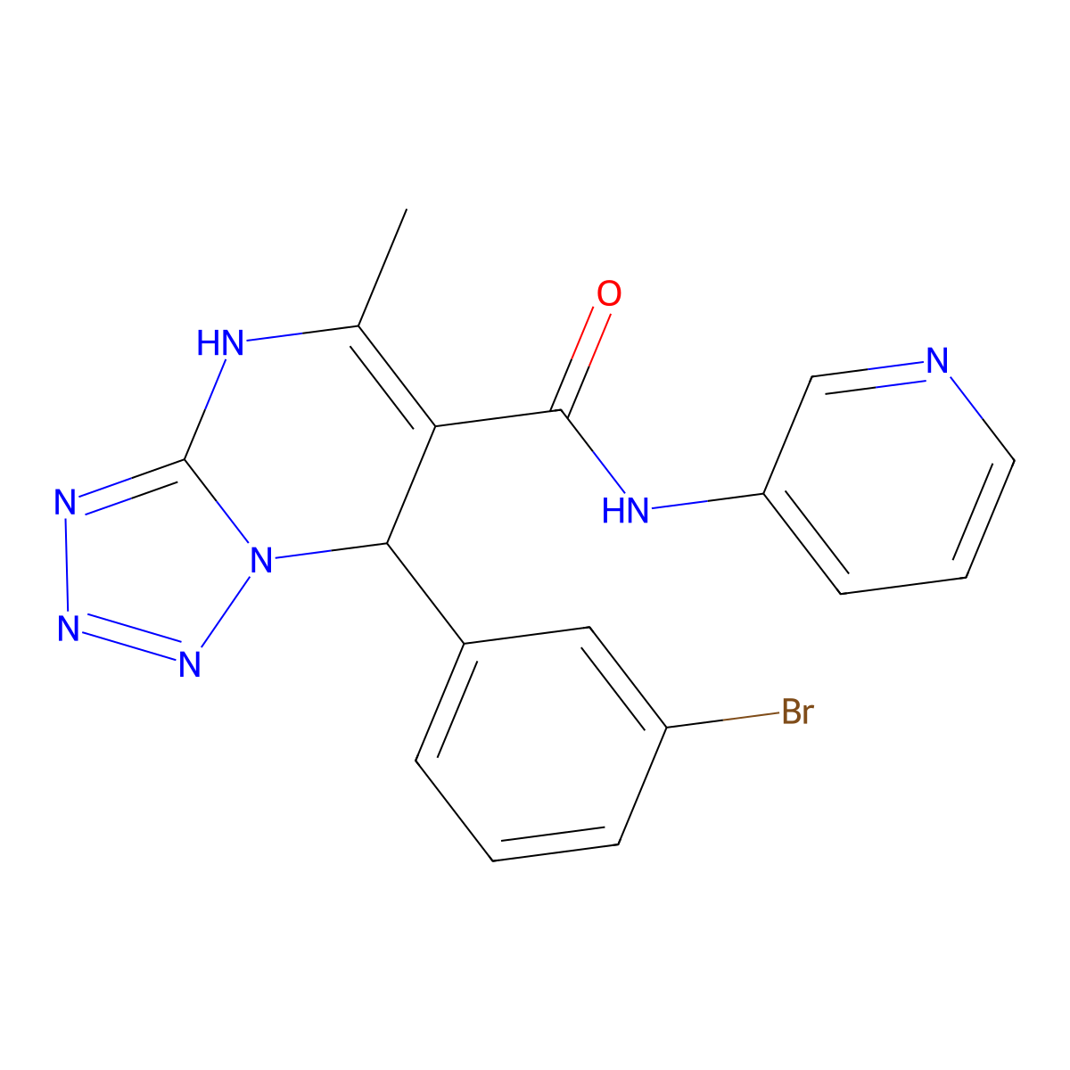 7-(3-bromophenyl)-5-methyl-N-(pyridin-3-yl)-4,7-dihydrotetrazolo[1,5-a]pyrimidine-6-carboxamide molecular structure, CAS 452089-07-5
