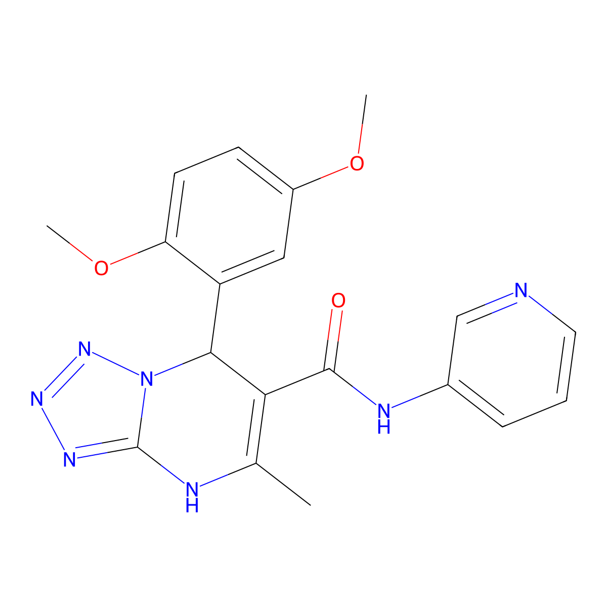 7-(2,5-dimethoxyphenyl)-5-methyl-N-(pyridin-3-yl)-4,7-dihydrotetrazolo[1,5-a]pyrimidine-6-carboxamide molecular structure, CAS 452089-11-1