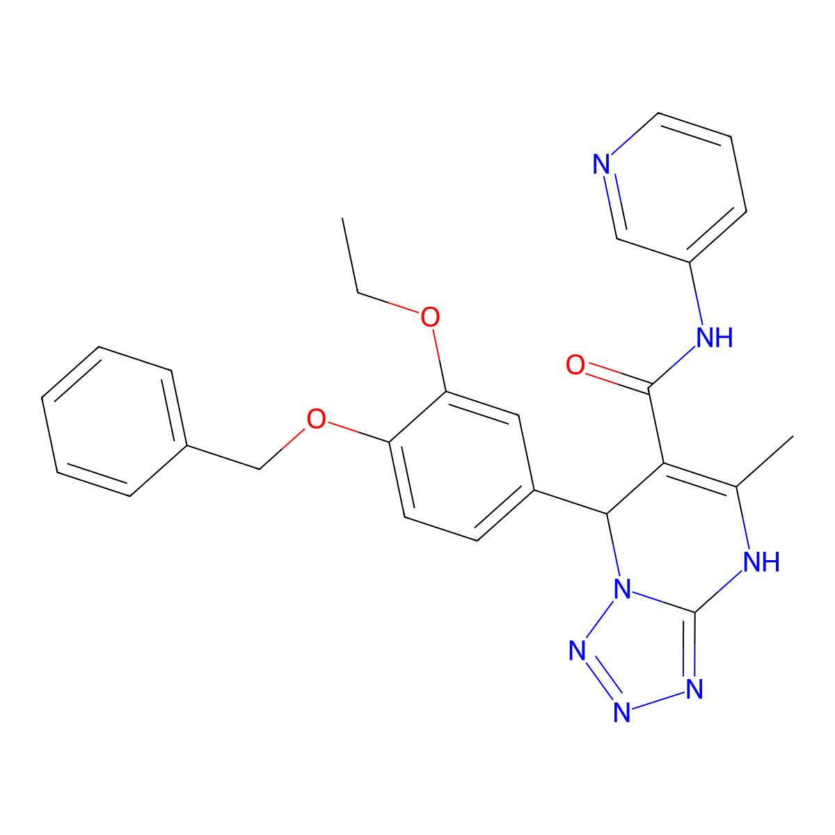 7-(4-(benzyloxy)-3-ethoxyphenyl)-5-methyl-N-(pyridin-3-yl)-4,7-dihydrotetrazolo[1,5-a]pyrimidine-6-carboxamide molecular structure, CAS 452089-14-4