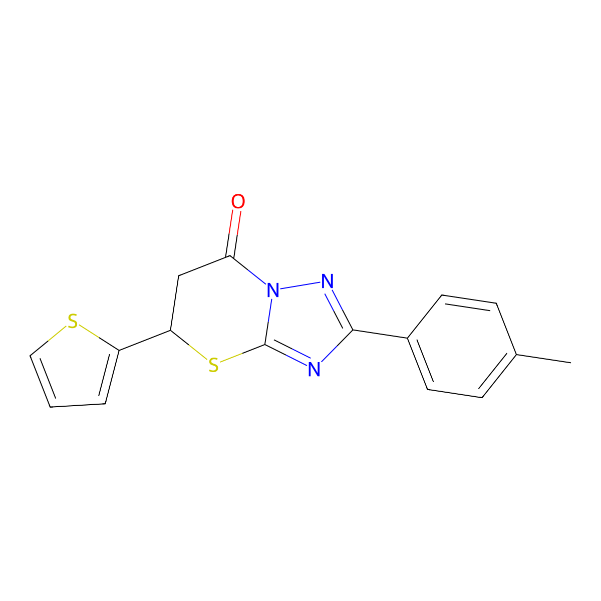 2-(4-methylphenyl)-5-(thiophen-2-yl)-5,6-dihydro-7H-[1,2,4]triazolo[5,1-b][1,3]thiazin-7-one molecular structure, CAS 452089-20-2