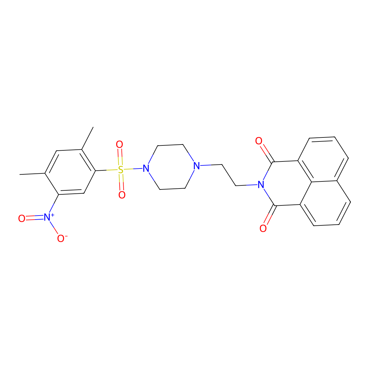2-[2-[4-(2,4-Dimethyl-5-nitrophenyl)sulfonylpiperazin-1-yl]ethyl]benzo[de]isoquinoline-1,3-dione molecular structure, CAS 452089-27-9