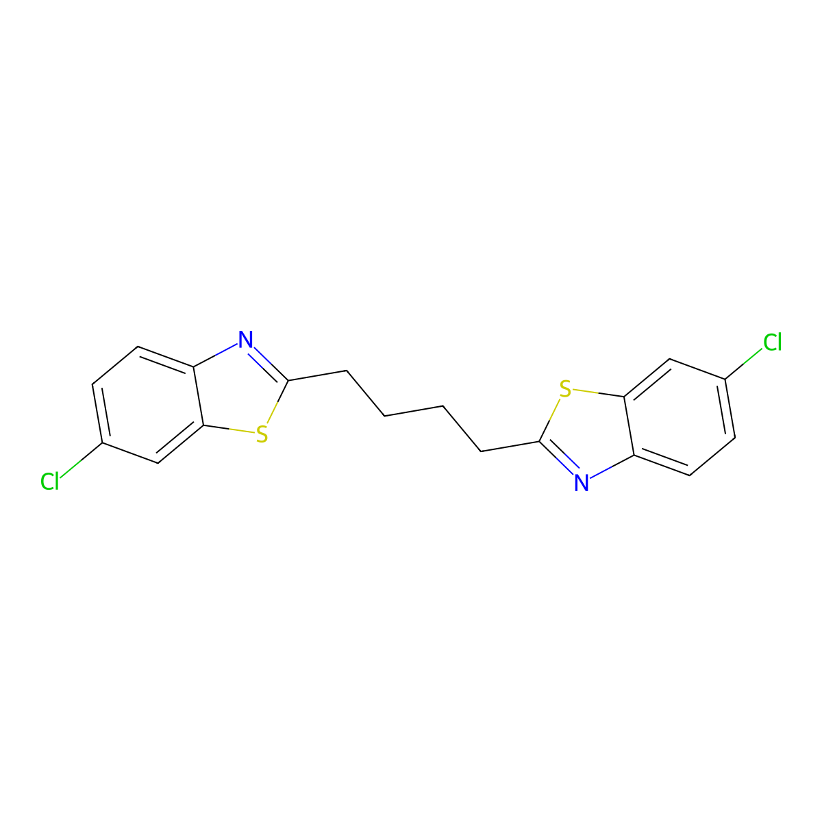 6-Chloro-2-[4-(6-chlorobenzothiazol-2-yl)butyl]benzothiazole molecular structure, CAS 452089-36-0