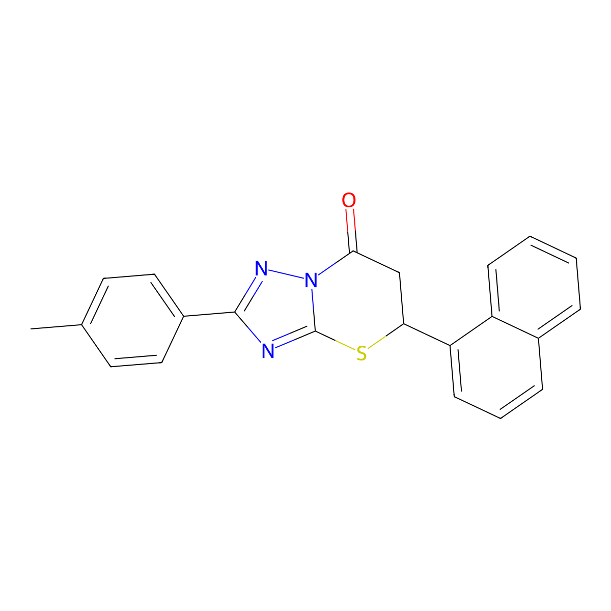 2-(4-methylphenyl)-5-(naphthalen-1-yl)-5,6-dihydro-7H-[1,2,4]triazolo[5,1-b][1,3]thiazin-7-one molecular structure, CAS 452089-37-1