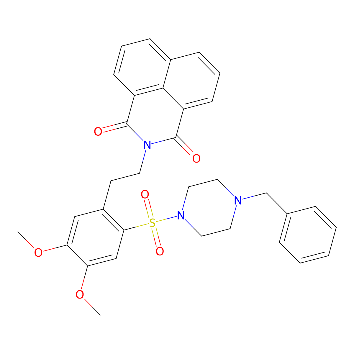 2-(2-((4-benzylpiperazin-1-yl)sulfonyl)-4,5-dimethoxyphenethyl)-1H-benzo[de]isoquinoline-1,3(2H)-dione molecular structure, CAS 452089-52-0