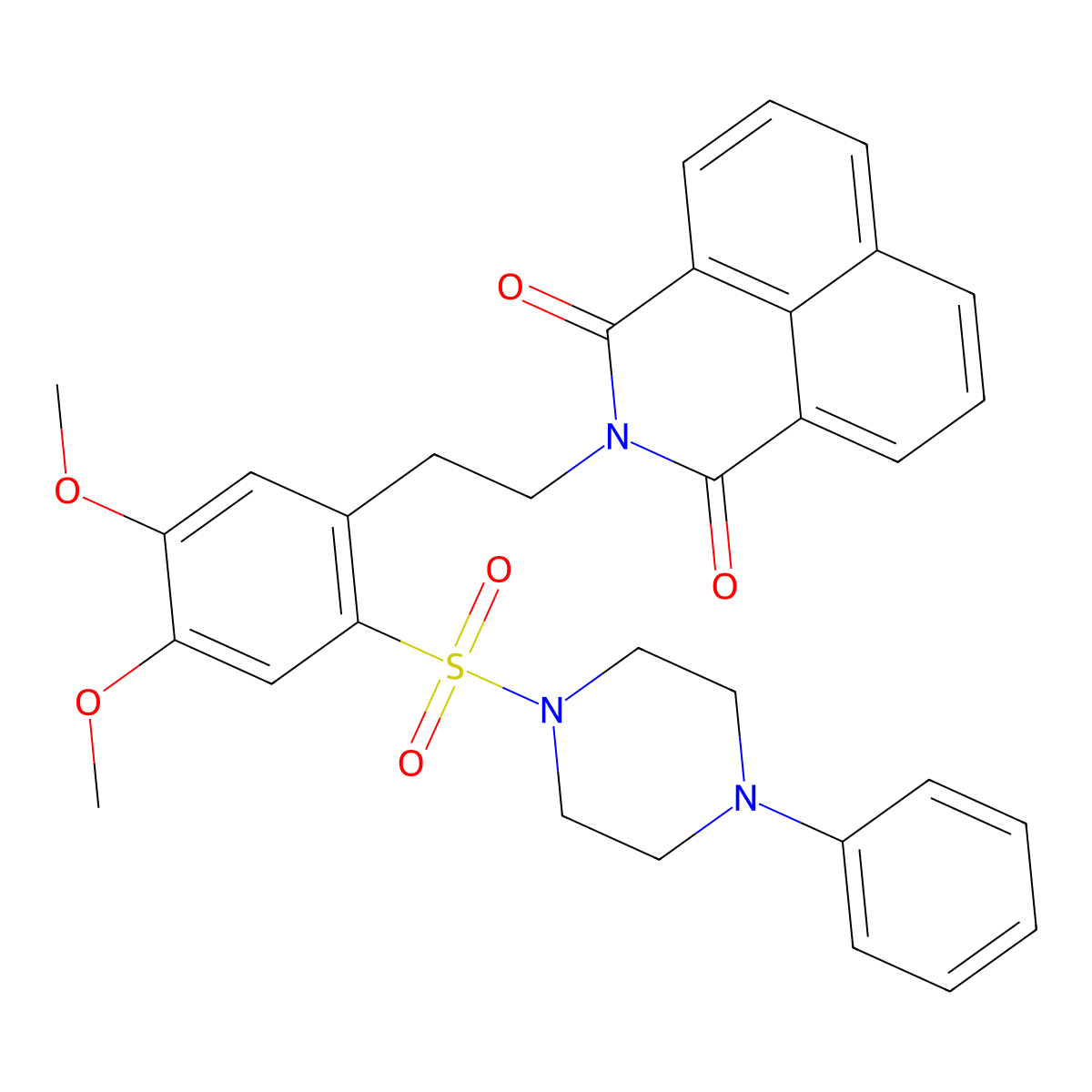 2-(4,5-dimethoxy-2-((4-phenylpiperazin-1-yl)sulfonyl)phenethyl)-1H-benzo[de]isoquinoline-1,3(2H)-dione molecular structure, CAS 452089-53-1