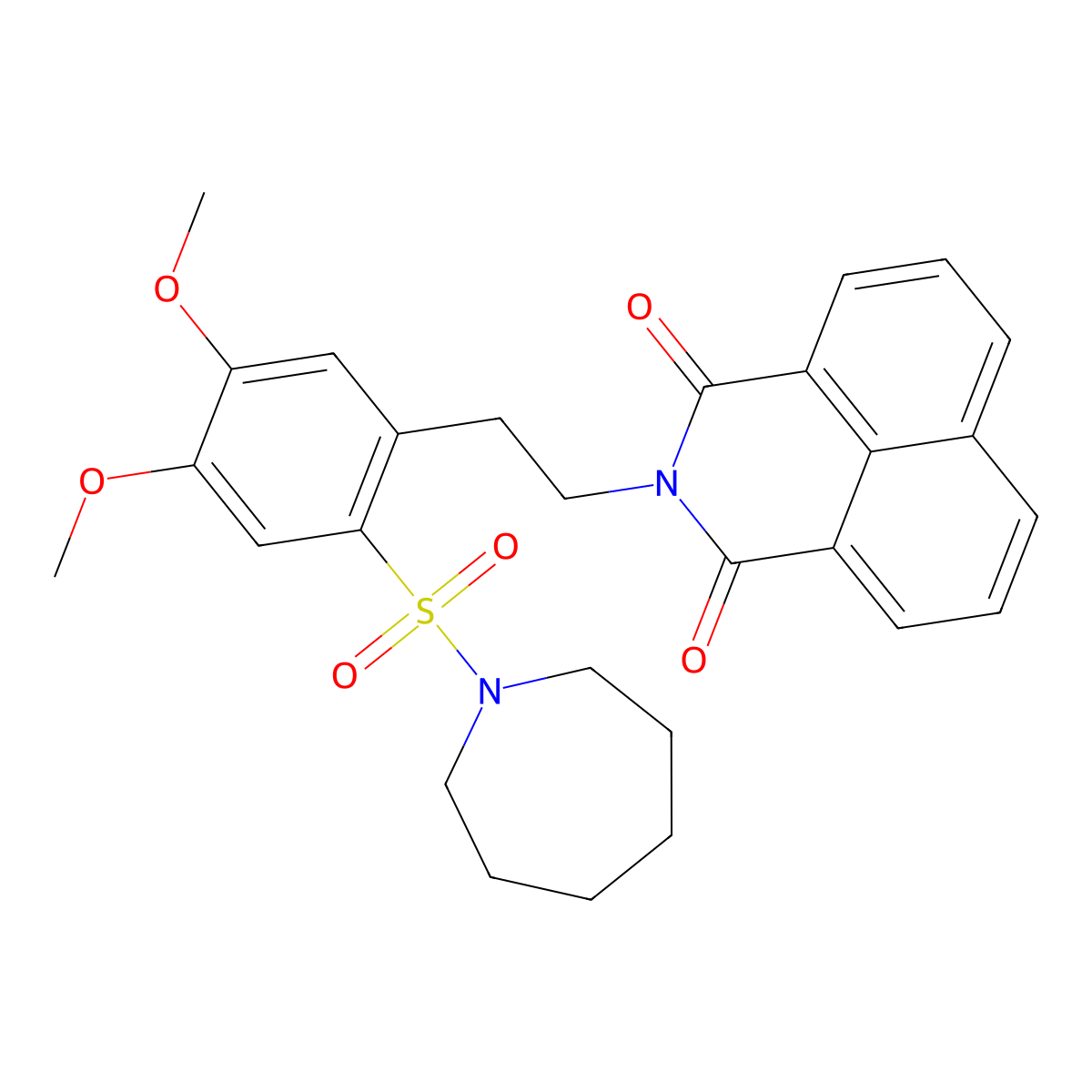 2-[2-[2-(Azepan-1-ylsulfonyl)-4,5-dimethoxyphenyl]ethyl]benzo[de]isoquinoline-1,3-dione molecular structure, CAS 452089-54-2