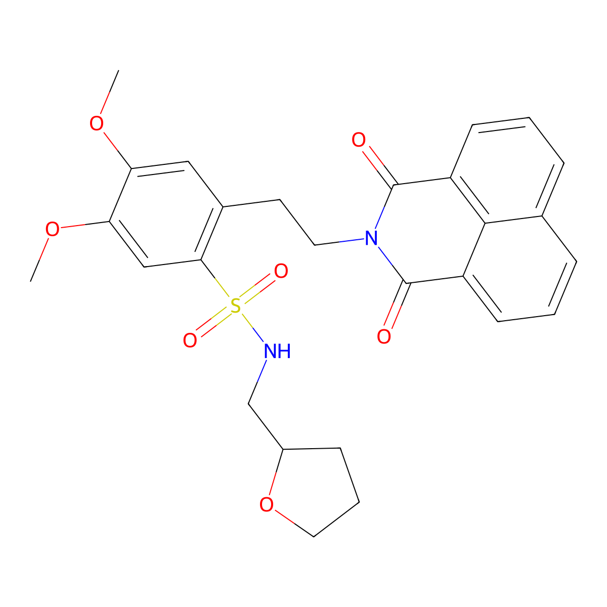 2-(2-(1,3-dioxo-1H-benzo[de]isoquinolin-2(3H)-yl)ethyl)-4,5-dimethoxy-N-((tetrahydrofuran-2-yl)methyl)benzenesulfonamide molecular structure, CAS 452089-56-4