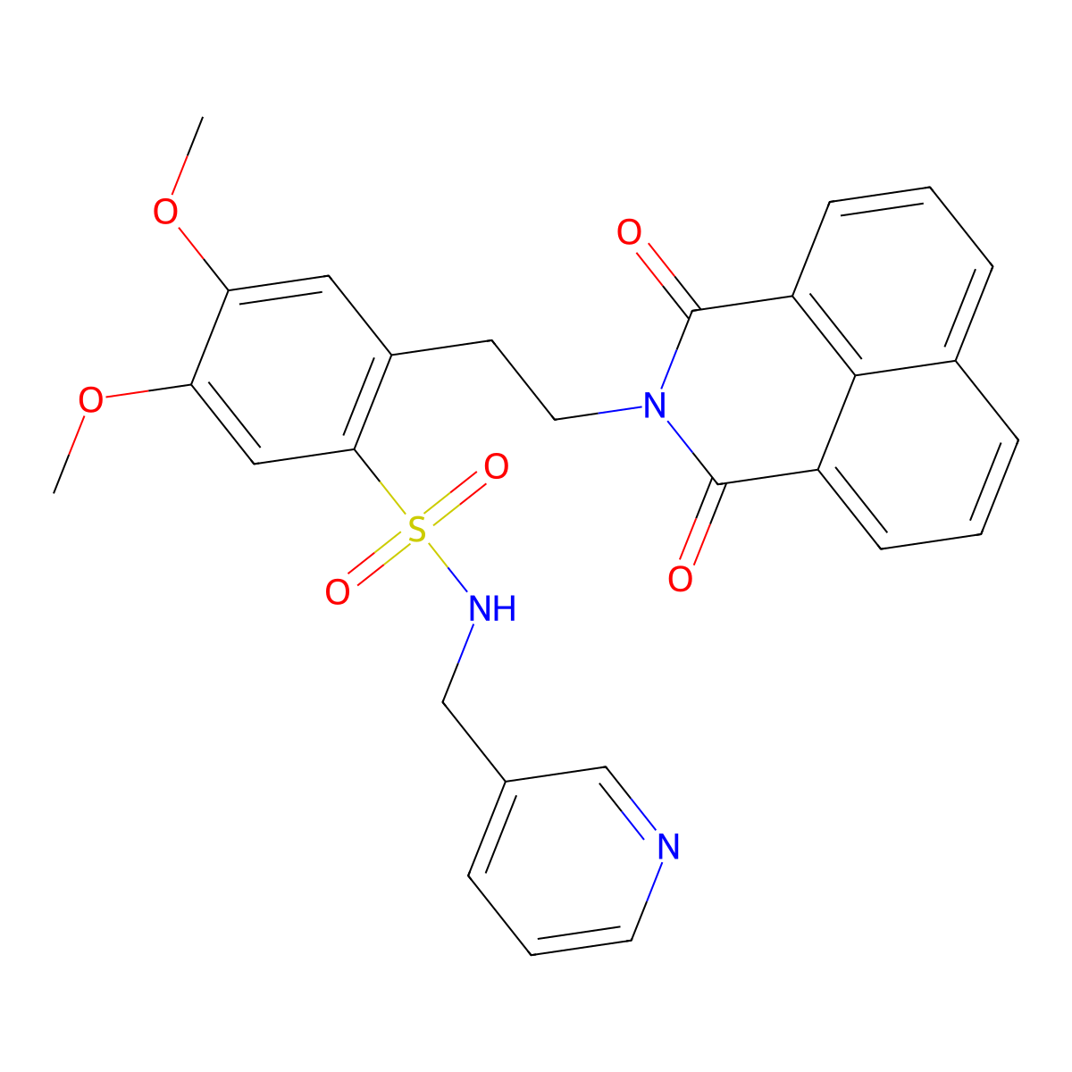 2-[2-(1,3-dioxobenzo[de]isoquinolin-2-yl)ethyl]-4,5-dimethoxy-N-(pyridin-3-ylmethyl)benzenesulfonamide molecular structure, CAS 452089-58-6