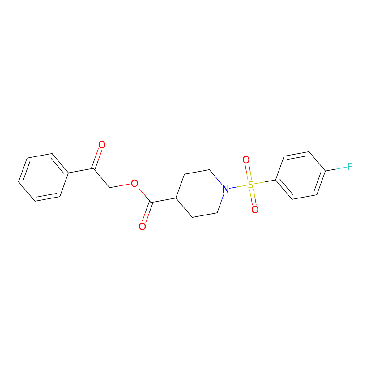 2-Oxo-2-phenylethyl 1-[(4-fluorophenyl)sulfonyl]piperidine-4-carboxylate molecular structure, CAS 452089-59-7