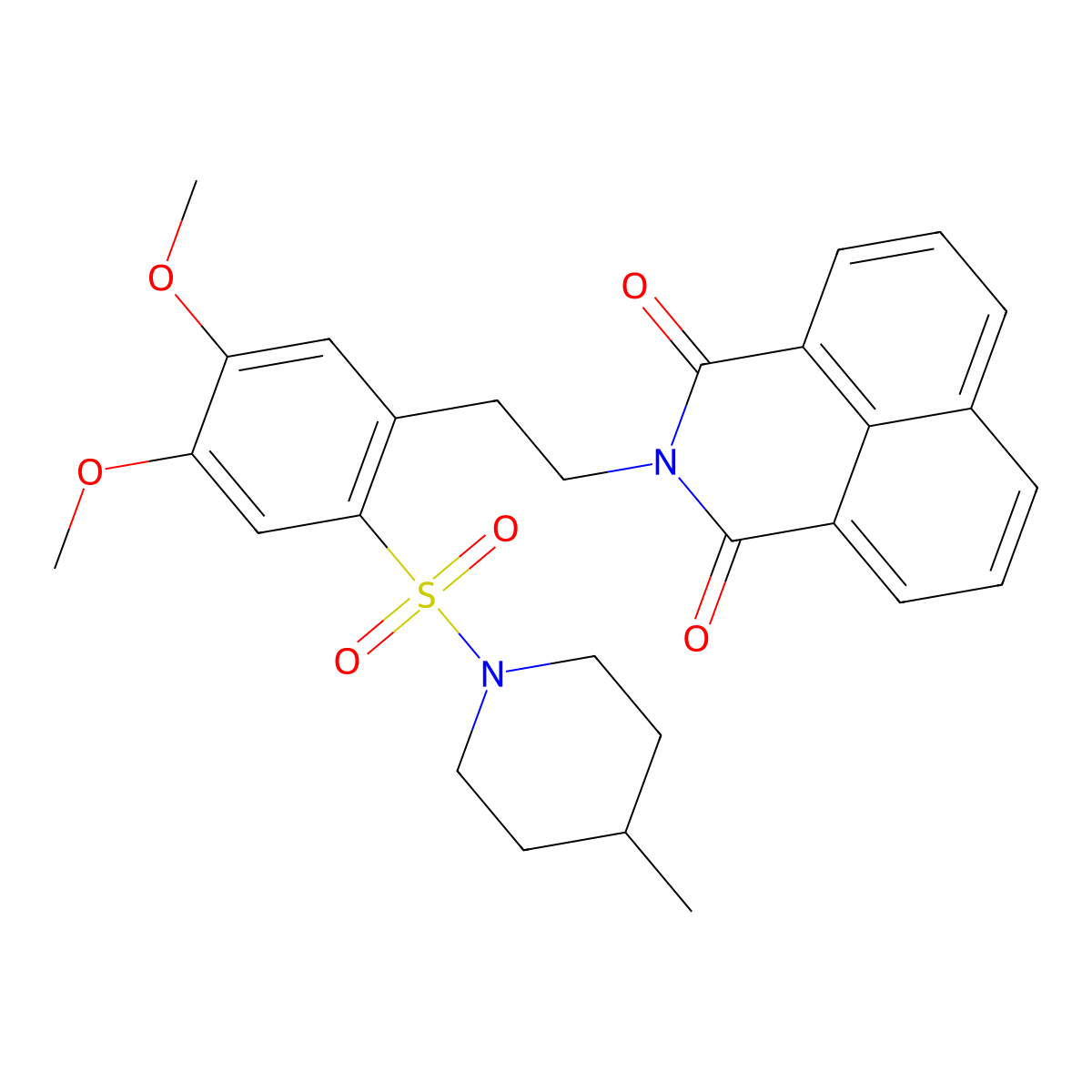 2-(4,5-dimethoxy-2-((4-methylpiperidin-1-yl)sulfonyl)phenethyl)-1H-benzo[de]isoquinoline-1,3(2H)-dione molecular structure, CAS 452089-64-4