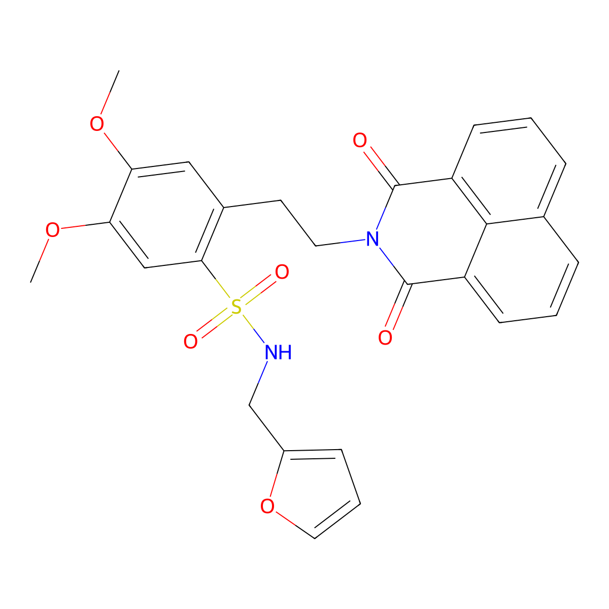 2-(2-(1,3-dioxo-1H-benzo[de]isoquinolin-2(3H)-yl)ethyl)-N-(furan-2-ylmethyl)-4,5-dimethoxybenzenesulfonamide molecular structure, CAS 452089-72-4