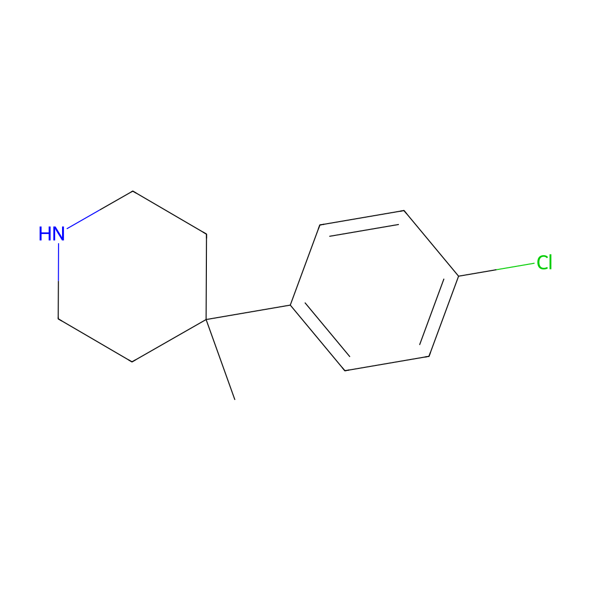 4-(4-Chlorophenyl)-4-methylpiperidine molecular structure, CAS 452095-26-0