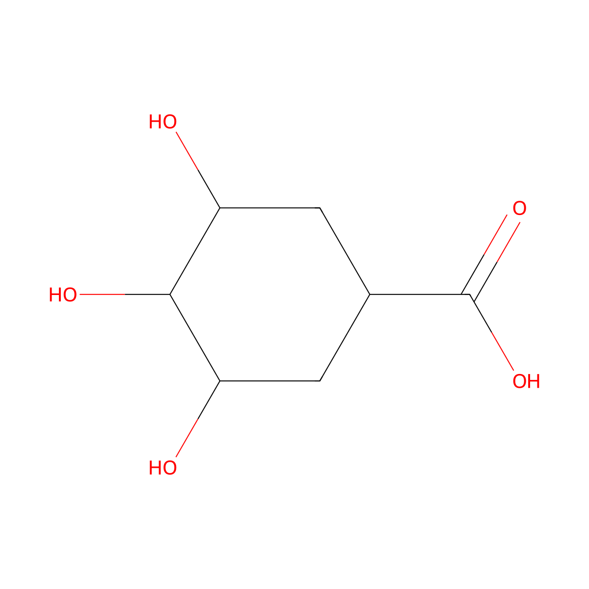 3,4,5-Trihydroxycyclohexane-1-carboxylic acid molecular structure, CAS 4521-88-4