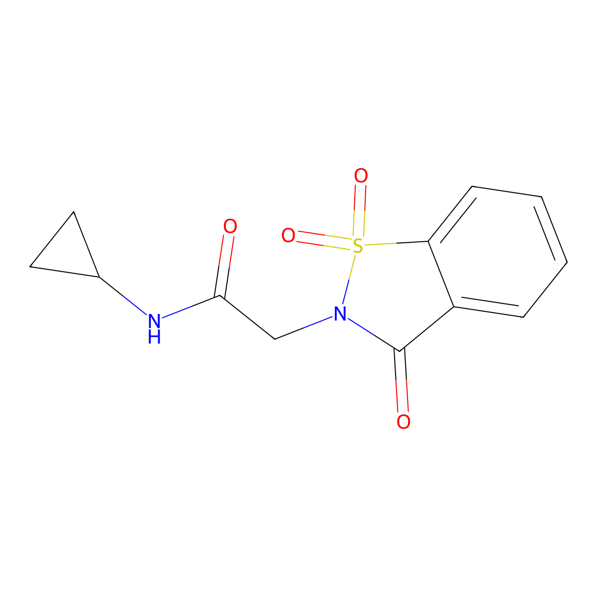 N-cyclopropyl-2-(1,1,3-trioxo-1,2-benzothiazol-2-yl)acetamide molecular structure, CAS 452280-00-1