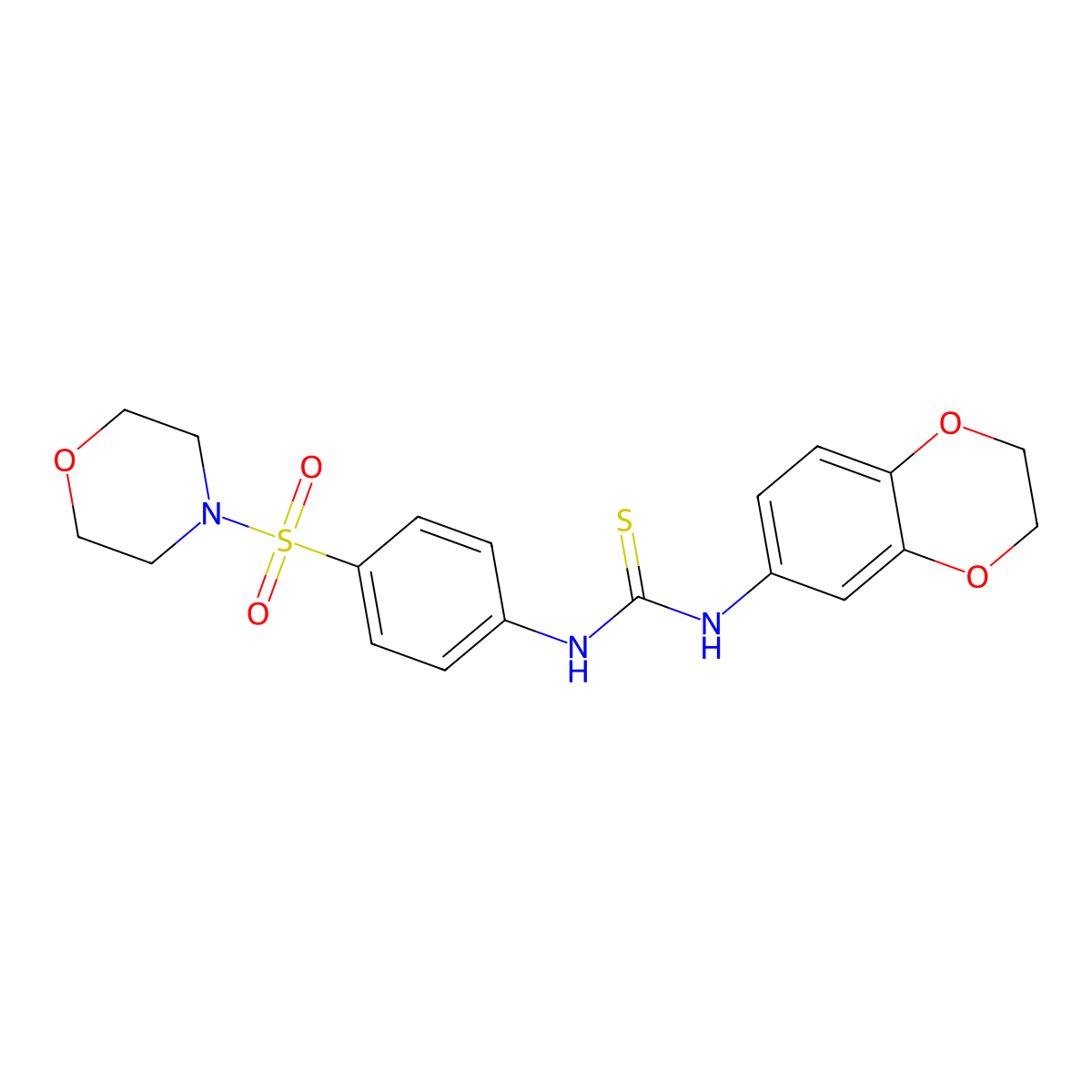 1-(2,3-Dihydro-1,4-benzodioxin-6-yl)-3-(4-morpholin-4-ylsulfonylphenyl)thiourea molecular structure, CAS 452285-29-9