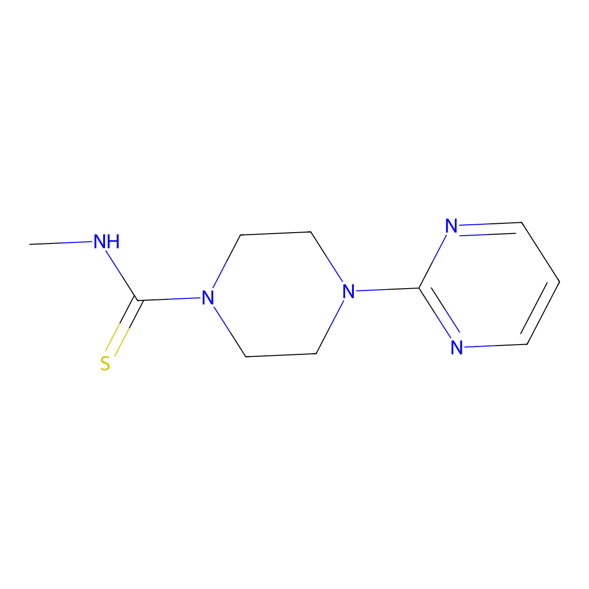 (Methylamino)(4-pyrimidin-2-ylpiperazinyl)methane-1-thione molecular structure, CAS 452287-82-0