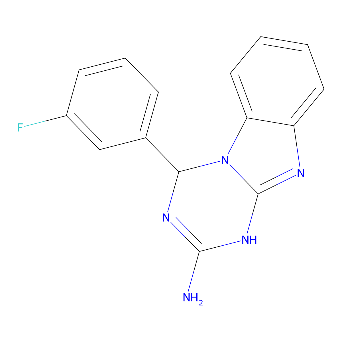 4-(3-Fluorophenyl)-1,4-dihydro[1,3,5]triazino[1,2-a]benzimidazol-2-amine molecular structure, CAS 452288-73-2
