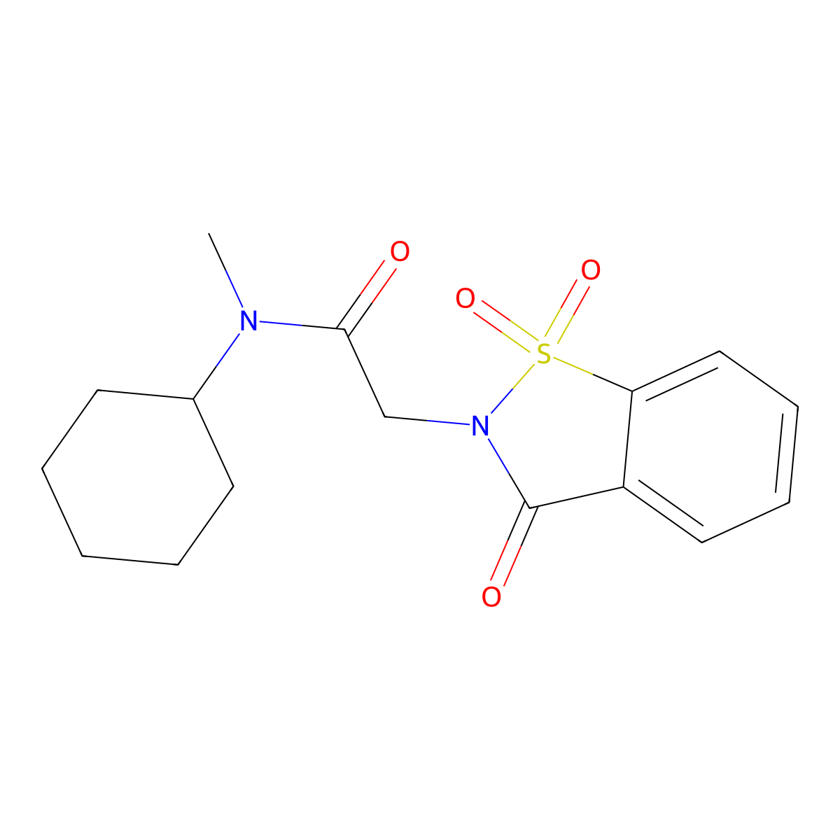 N-cyclohexyl-2-(1,1-dioxido-3-oxobenzo[d]isothiazol-2(3H)-yl)-N-methylacetamide molecular structure, CAS 452299-82-0
