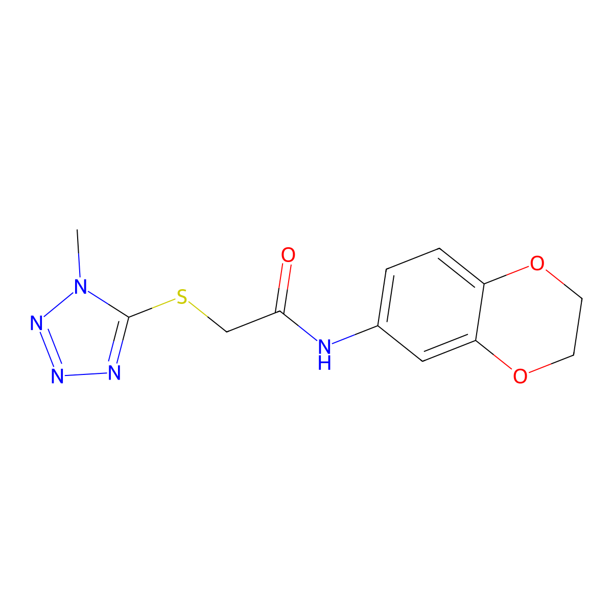 N-(2,3-dihydro-1,4-benzodioxin-6-yl)-2-(1-methyltetrazol-5-yl)sulfanylacetamide molecular structure, CAS 452314-64-6
