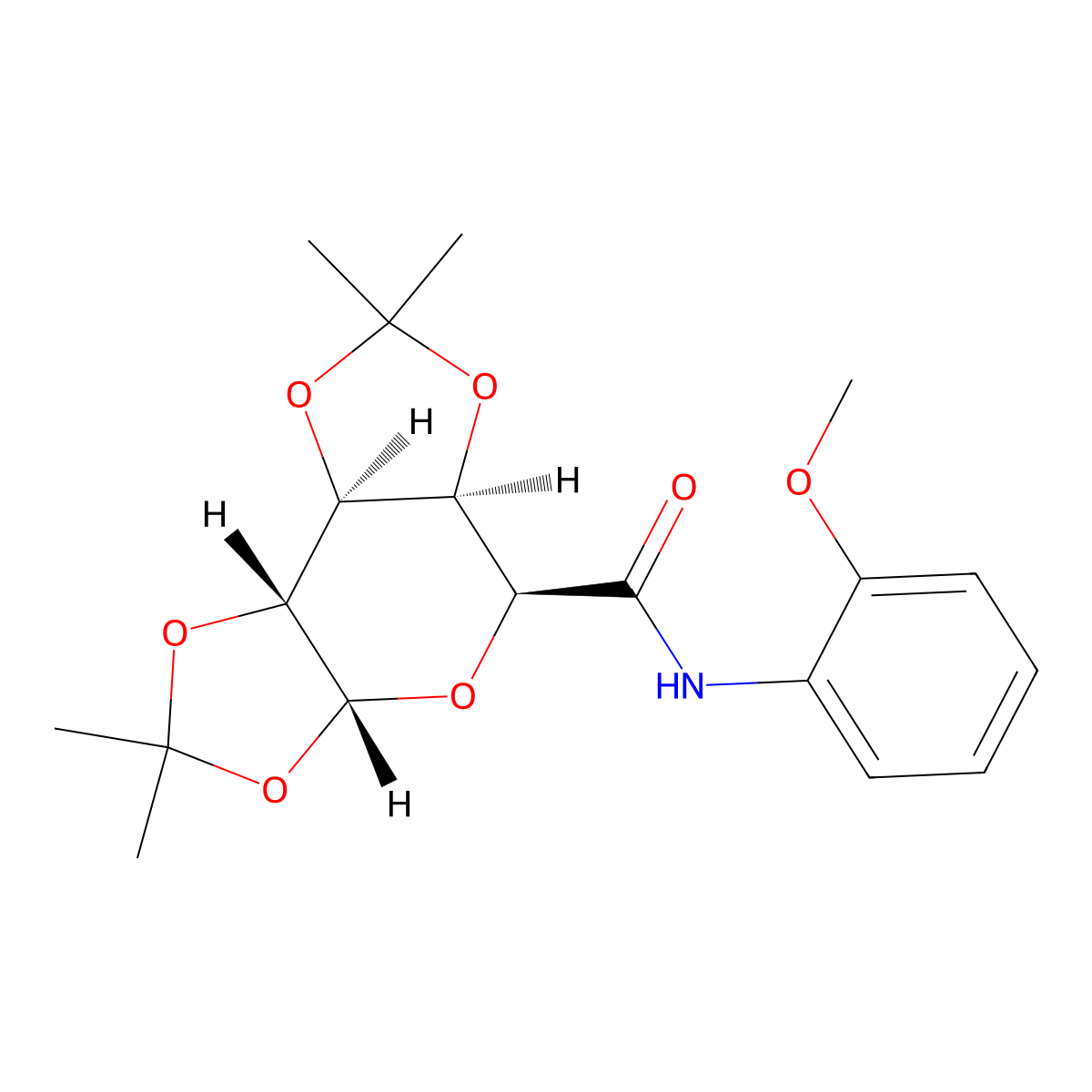(3aR,5S,5aR,8aS,8bR)-N-(2-methoxyphenyl)-2,2,7,7-tetramethyl-5,5a,8a,8b-tetrahydro-3aH-di[1,3]dioxolo[5,4-a:5',4'-d]pyran-5-carboxamide molecular structure, CAS 452316-80-2