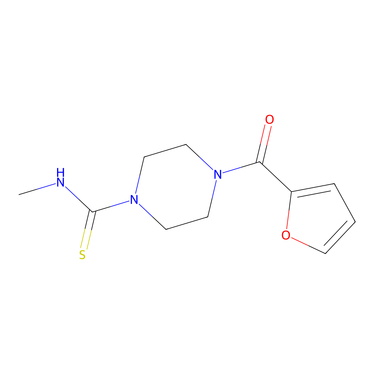 4-(furan-2-ylcarbonyl)-N-methylpiperazine-1-carbothioamide molecular structure, CAS 452319-84-5