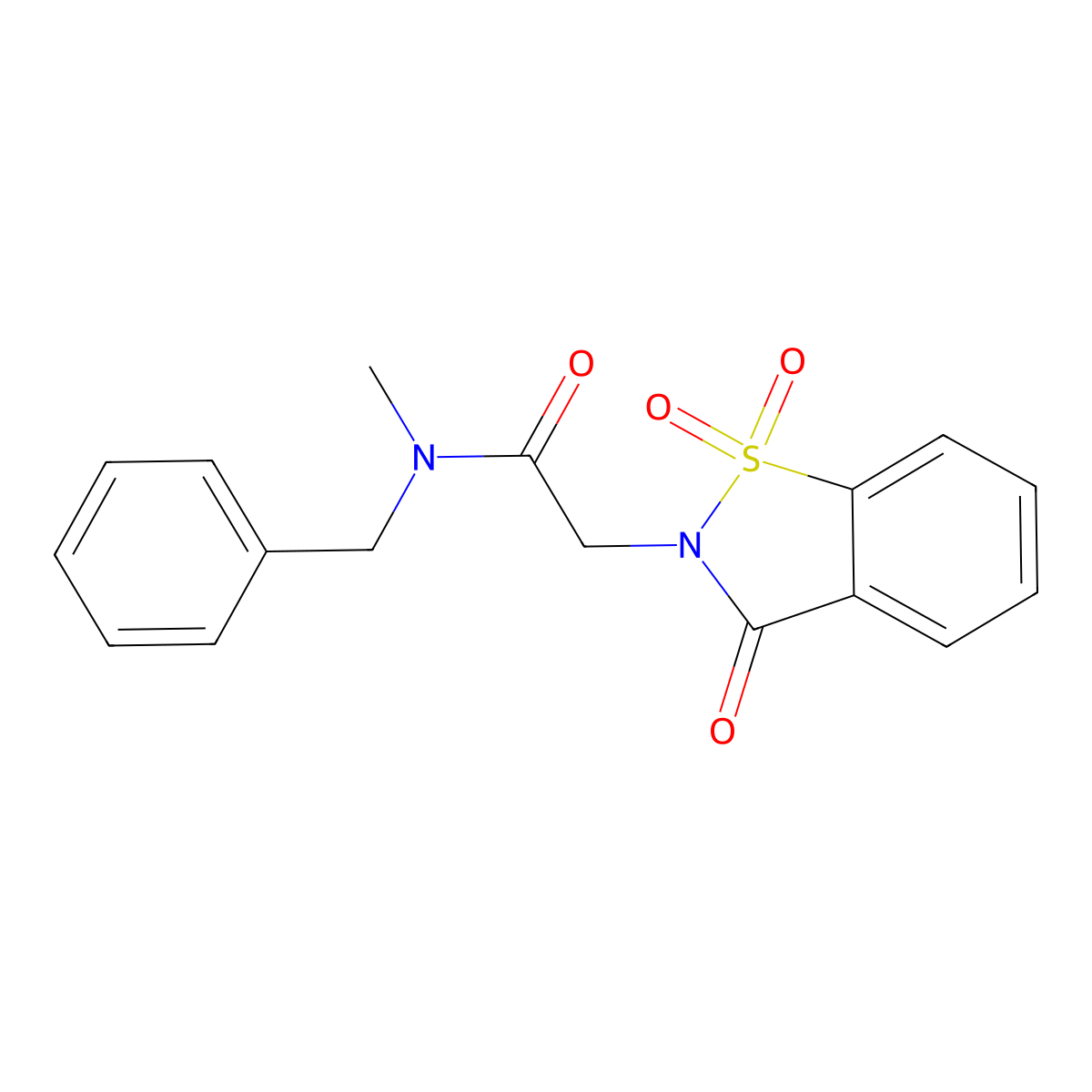 N-benzyl-2-(1,1-dioxido-3-oxo-1,2-benzisothiazol-2(3H)-yl)-N-methylacetamide molecular structure, CAS 452329-87-2