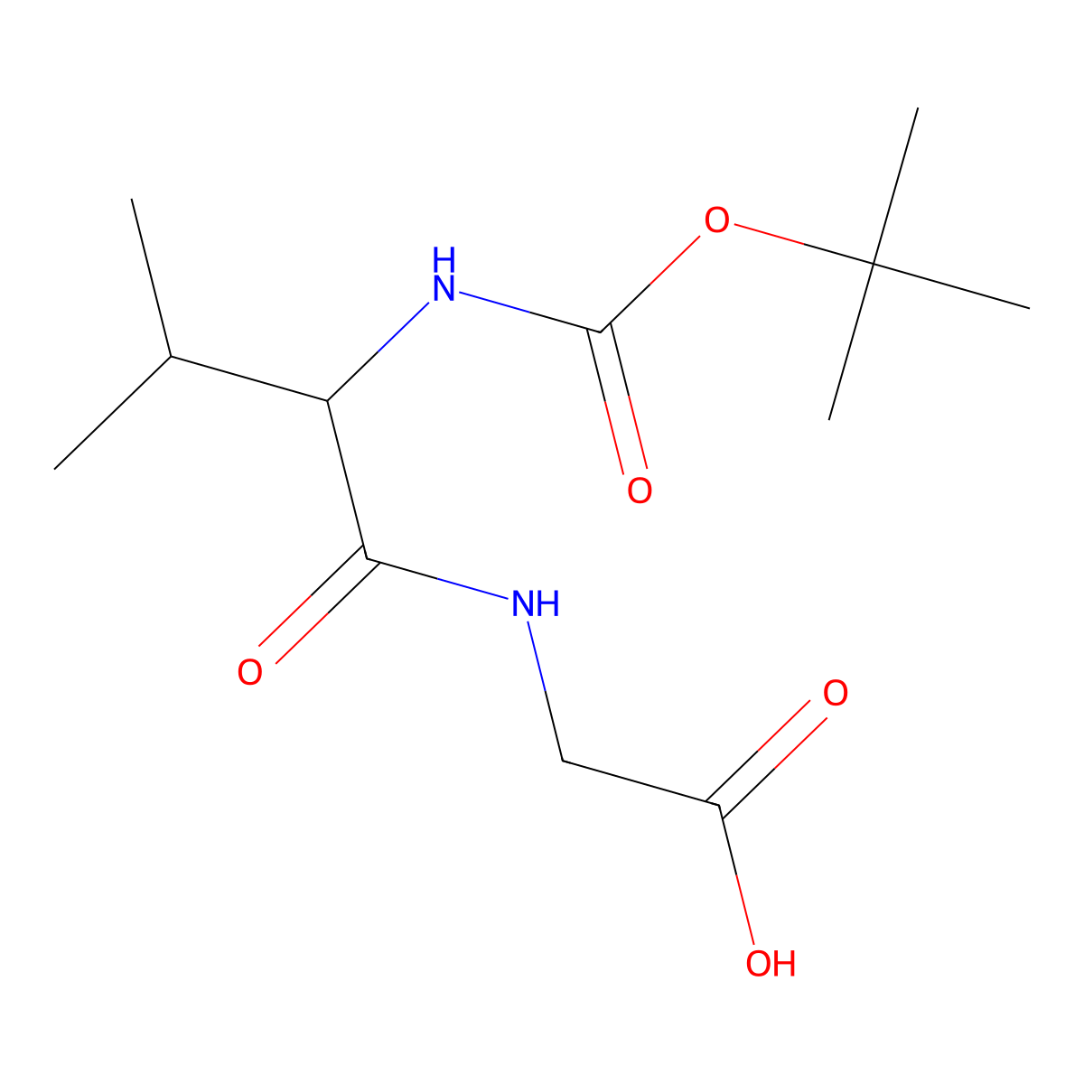 2-[(2S)-2-{[(tert-butoxy)carbonyl]amino}-3-methylbutanamido]acetic acid molecular structure, CAS 45233-75-8