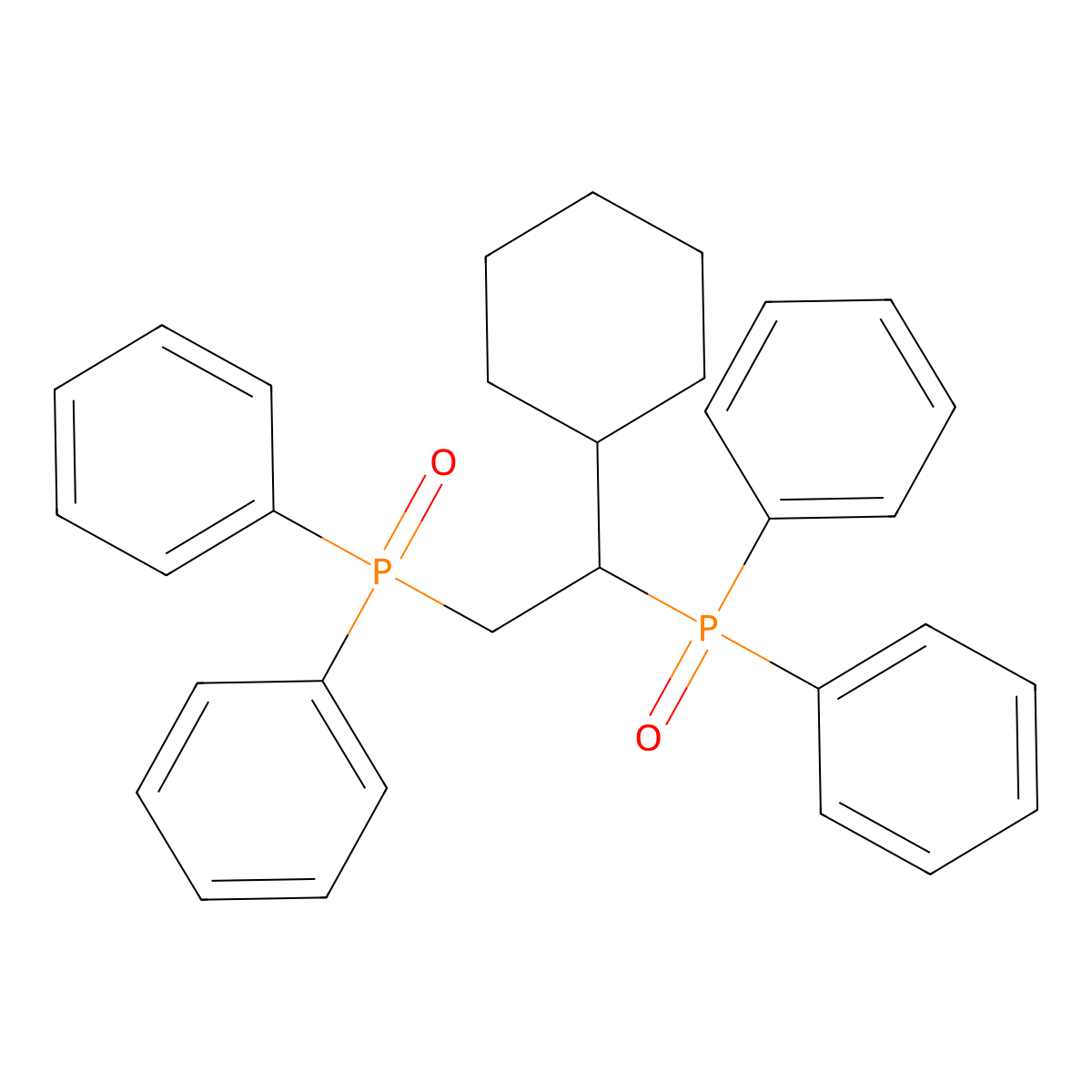 {[1-Cyclohexyl-2-(diphenylphosphoroso)ethyl](phenyl)phosphoroso}benzene molecular structure, CAS 452333-52-7