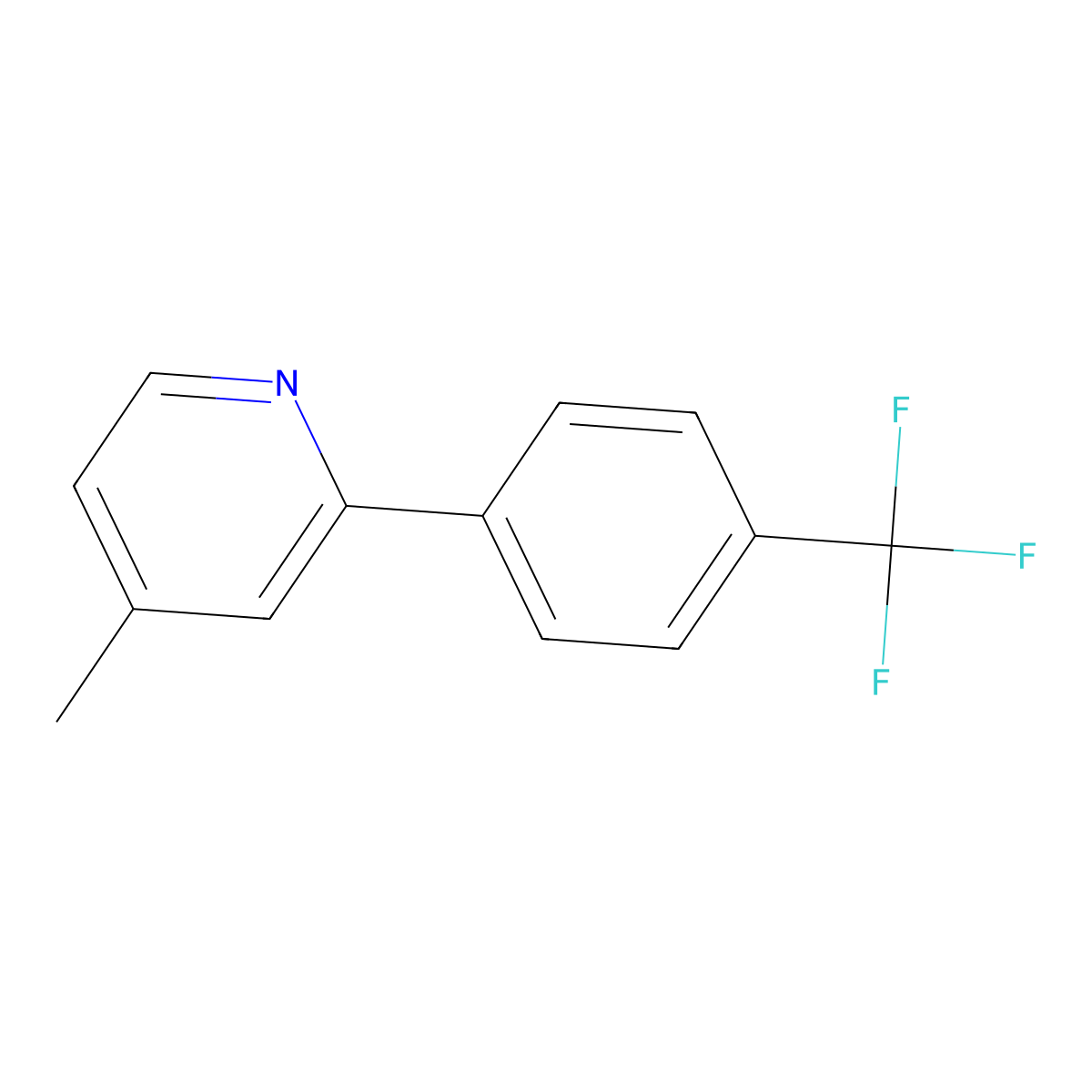 4-Methyl-2-(4-(trifluoromethyl)phenyl)pyridine molecular structure, CAS 452342-99-3