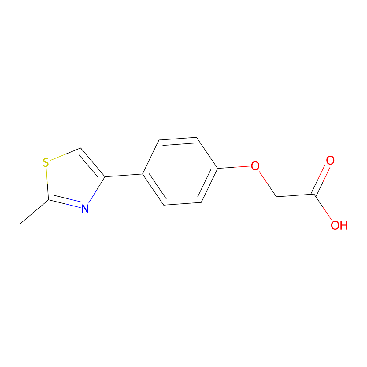[4-(2-Methyl-thiazol-4-yl)-phenoxy]-acetic acid molecular structure, CAS 452345-64-1