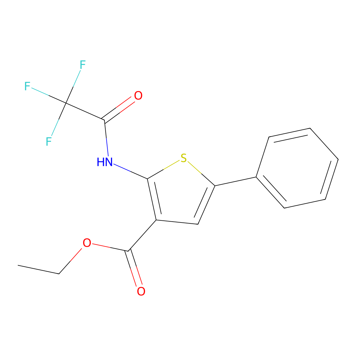 Ethyl 5-phenyl-2-[(trifluoroacetyl)amino]thiophene-3-carboxylate molecular structure, CAS 452353-04-7