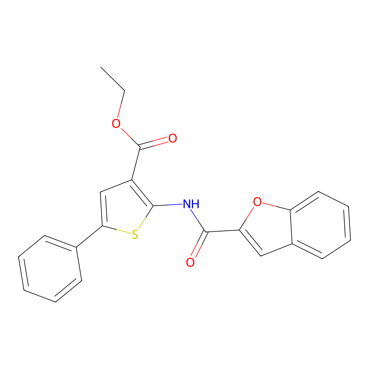 Ethyl 2-(benzo[d]furan-2-ylcarbonylamino)-5-phenylthiophene-3-carboxylate molecular structure, CAS 452353-12-7