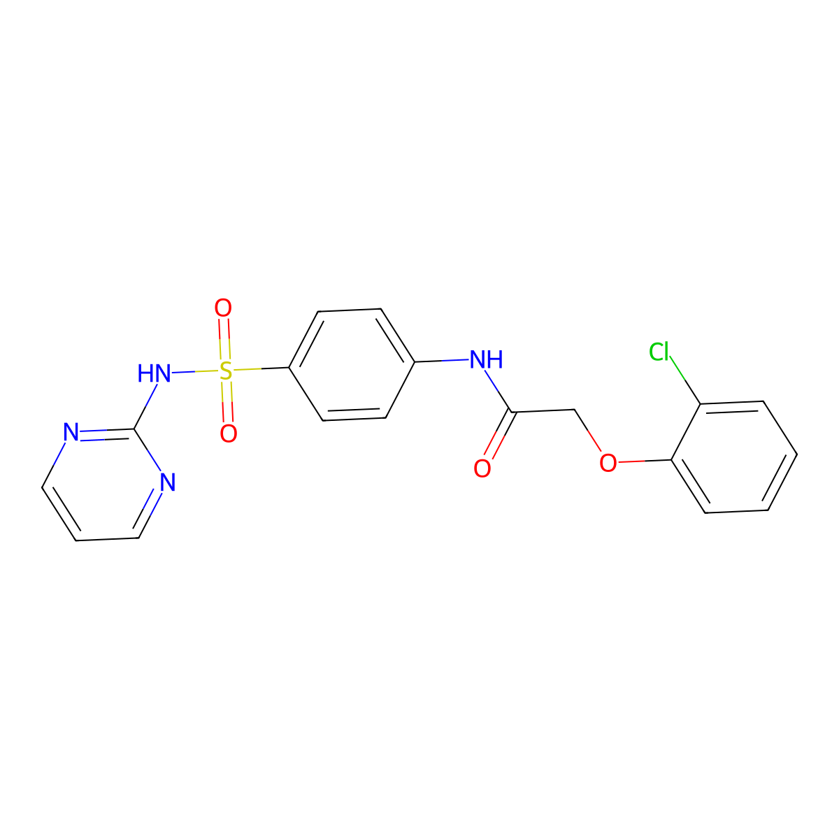 2-(2-chlorophenoxy)-N-[4-(pyrimidin-2-ylsulfamoyl)phenyl]acetamide molecular structure, CAS 452353-65-0