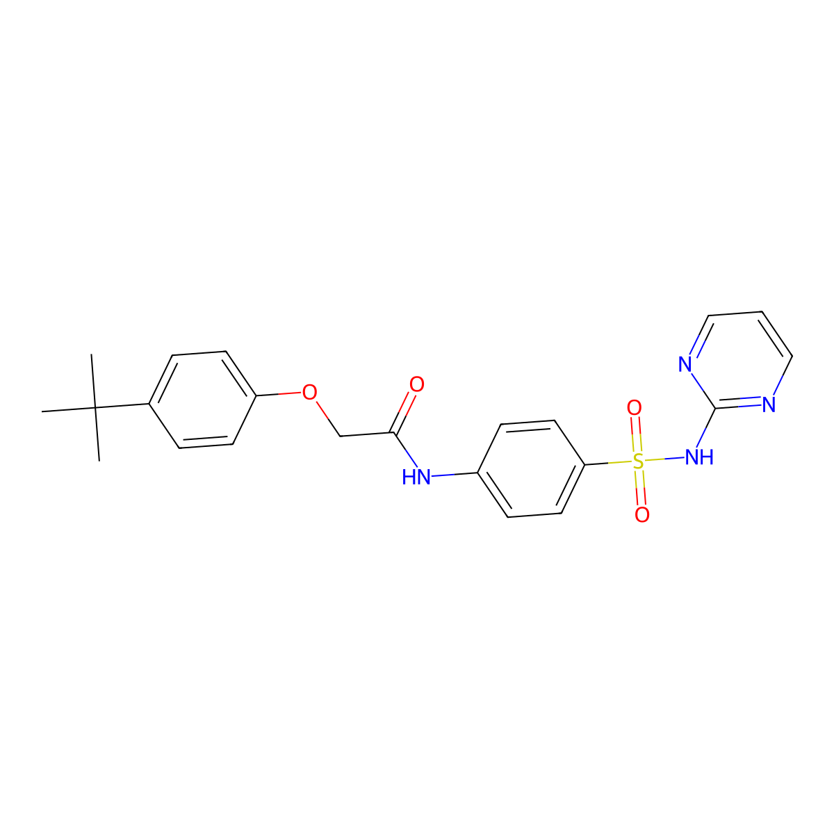 2-(4-tert-butylphenoxy)-N-{4-[(pyrimidin-2-yl)sulfamoyl]phenyl}acetamide molecular structure, CAS 452353-73-0