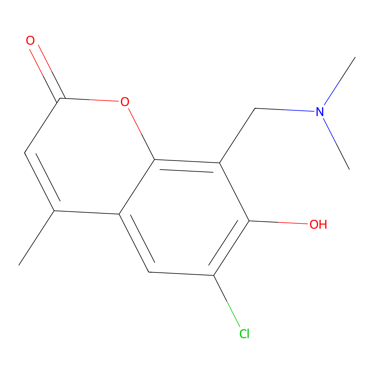 6-chloro-8-[(dimethylamino)methyl]-7-hydroxy-4-methyl-2H-chromen-2-one molecular structure, CAS 452357-63-0