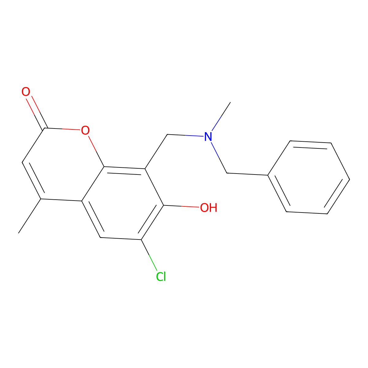 8-{[benzyl(methyl)amino]methyl}-6-chloro-7-hydroxy-4-methyl-2H-chromen-2-one molecular structure, CAS 452357-75-4
