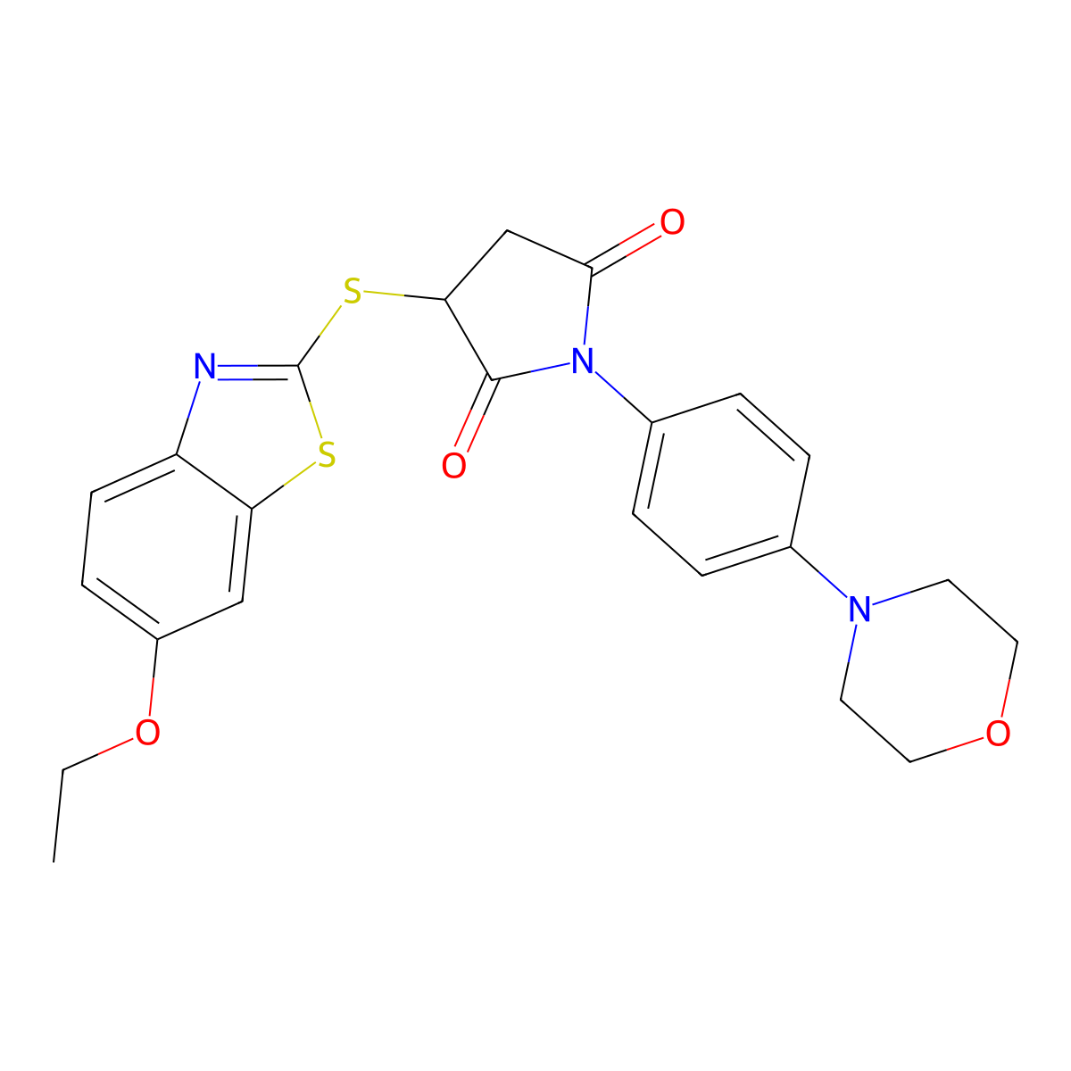 3-[(6-Ethoxy-1,3-benzothiazol-2-yl)sulfanyl]-1-[4-(morpholin-4-yl)phenyl]pyrrolidine-2,5-dione molecular structure, CAS 452358-22-4