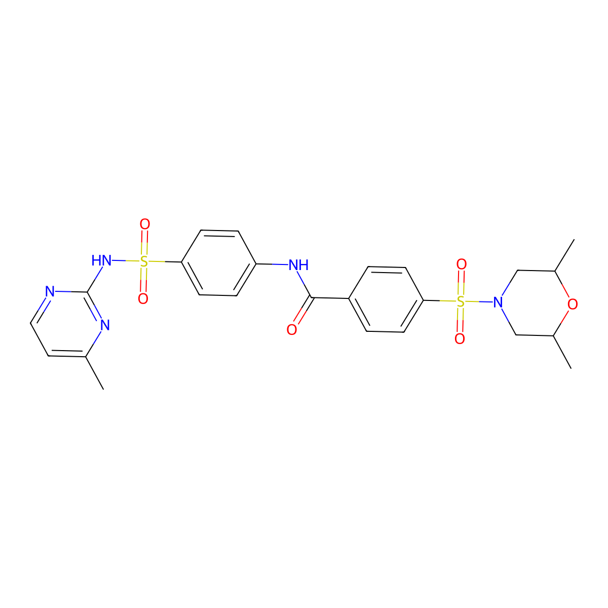 4-((2,6-dimethylmorpholino)sulfonyl)-N-(4-(N-(4-methylpyrimidin-2-yl)sulfamoyl)phenyl)benzamide molecular structure, CAS 452362-19-5