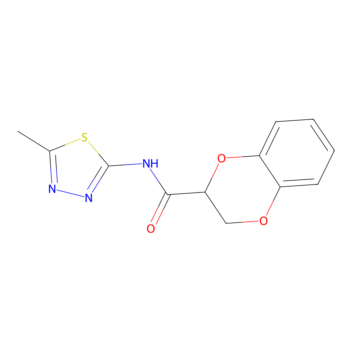 N-(5-methyl-1,3,4-thiadiazol-2-yl)-2,3-dihydro-1,4-benzodioxine-2-carboxamide molecular structure, CAS 452362-41-3