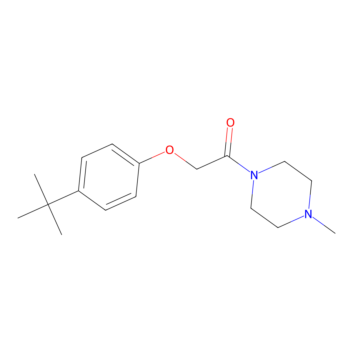 4-Tert-butylphenyl 2-(4-methyl-1-piperazinyl)-2-oxoethyl ether molecular structure, CAS 452362-64-0