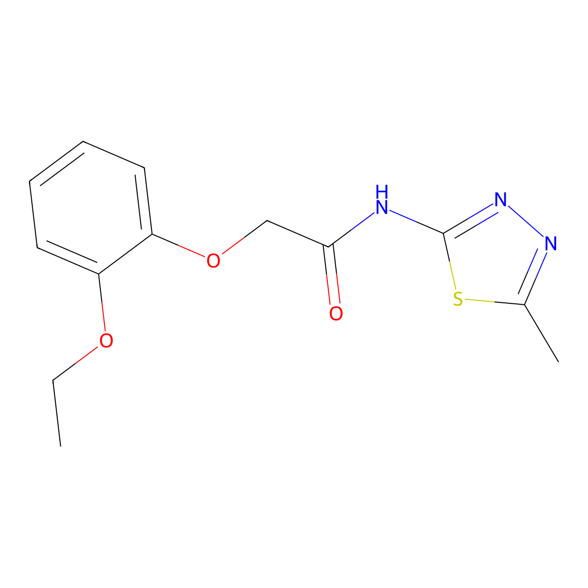 2-(2-ethoxyphenoxy)-N-(5-methyl-1,3,4-thiadiazol-2-yl)acetamide molecular structure, CAS 452362-69-5
