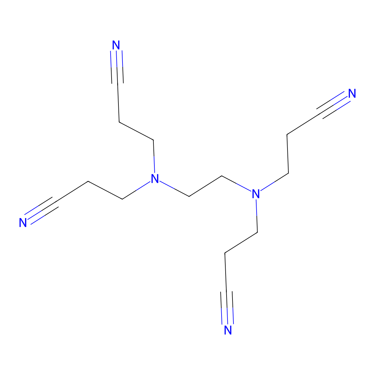 Propanenitrile, 3,3',3'',3'''-(1,2-ethanediyldinitrilo)tetrakis- molecular structure, CAS 45243-86-5