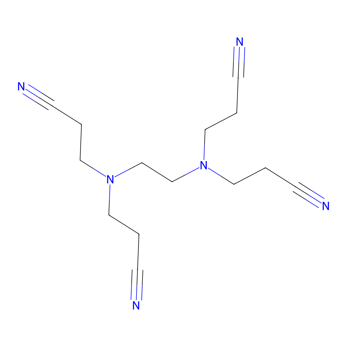 Propanenitrile, 3,3',3'',3'''-(1,2-ethanediyldinitrilo)tetrakis- molecular structure, CAS 45243-86-5