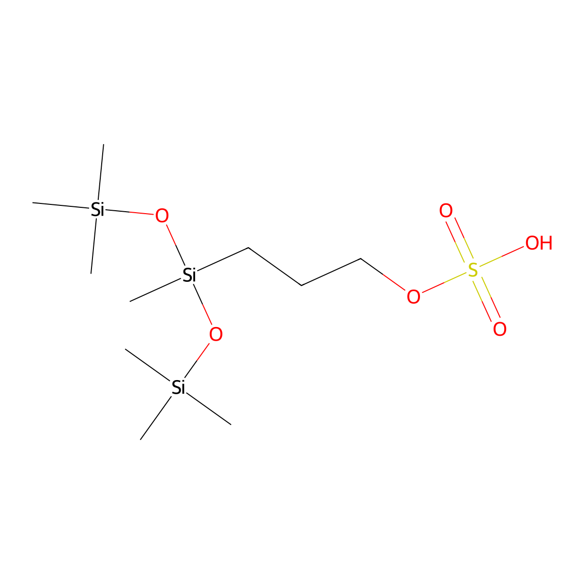 3-(1,3,3,3-Tetramethyl-1-((trimethylsilyl)oxy)disiloxanyl)propyl hydrogen sulphate molecular structure, CAS 45244-68-6