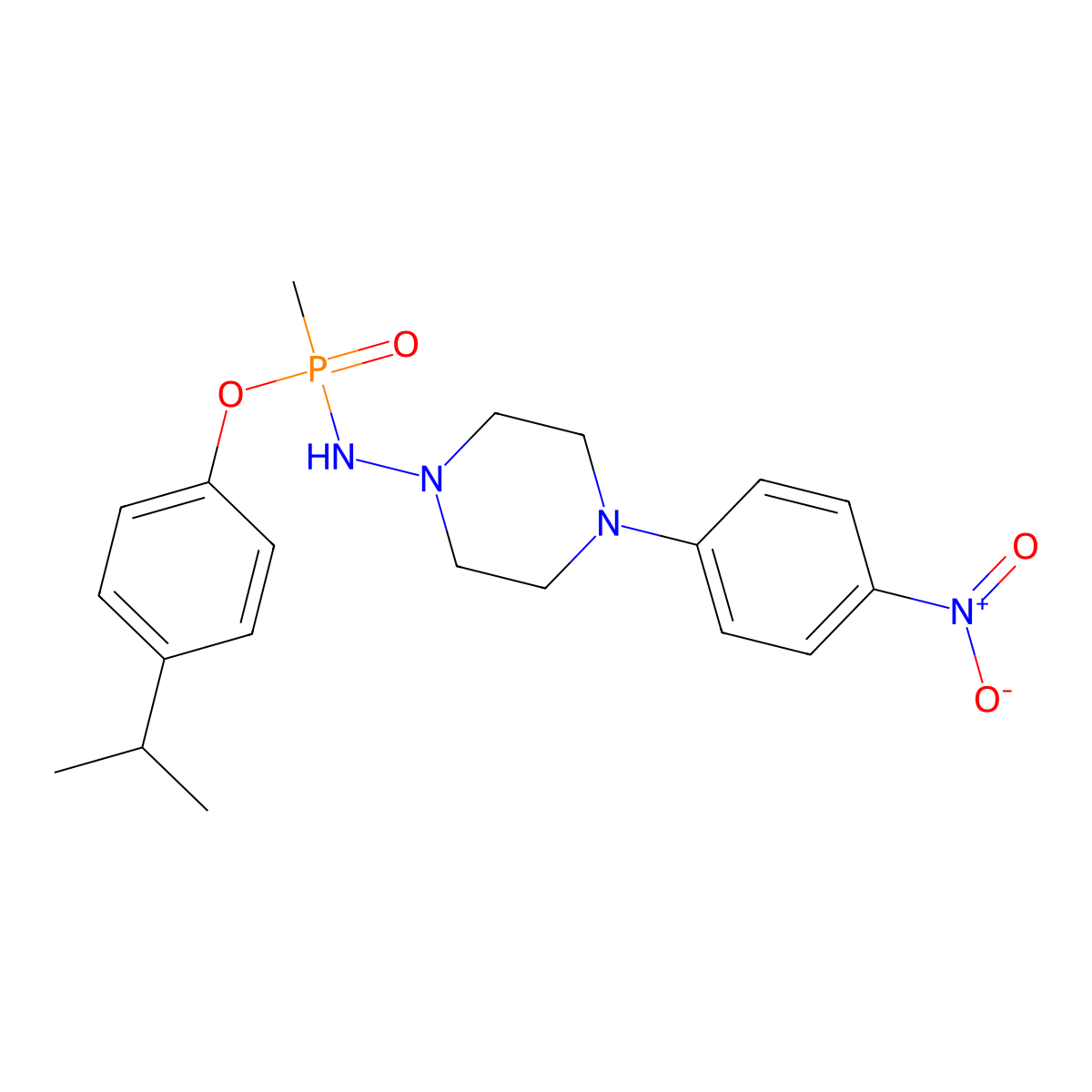 N-[methyl-(4-propan-2-ylphenoxy)phosphoryl]-4-(4-nitrophenyl)piperazin-1-amine molecular structure, CAS 4525-22-8